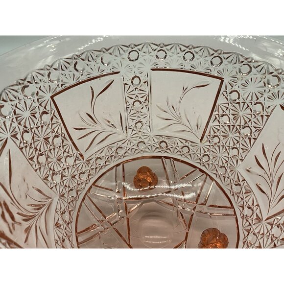 McKee Snappy Vintage Innovation Line Pink PresCut Floral Flared Footed Bowl MCM - Picture 10 of 16